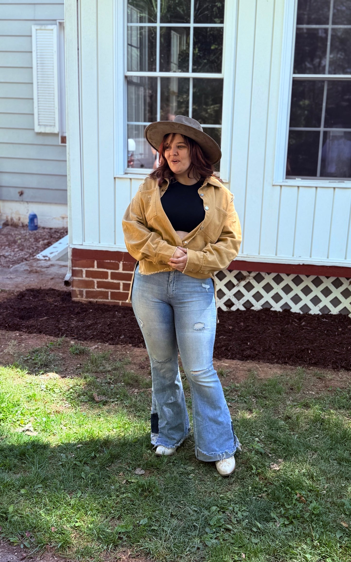 Khaki Distressed Button-Up Jacket