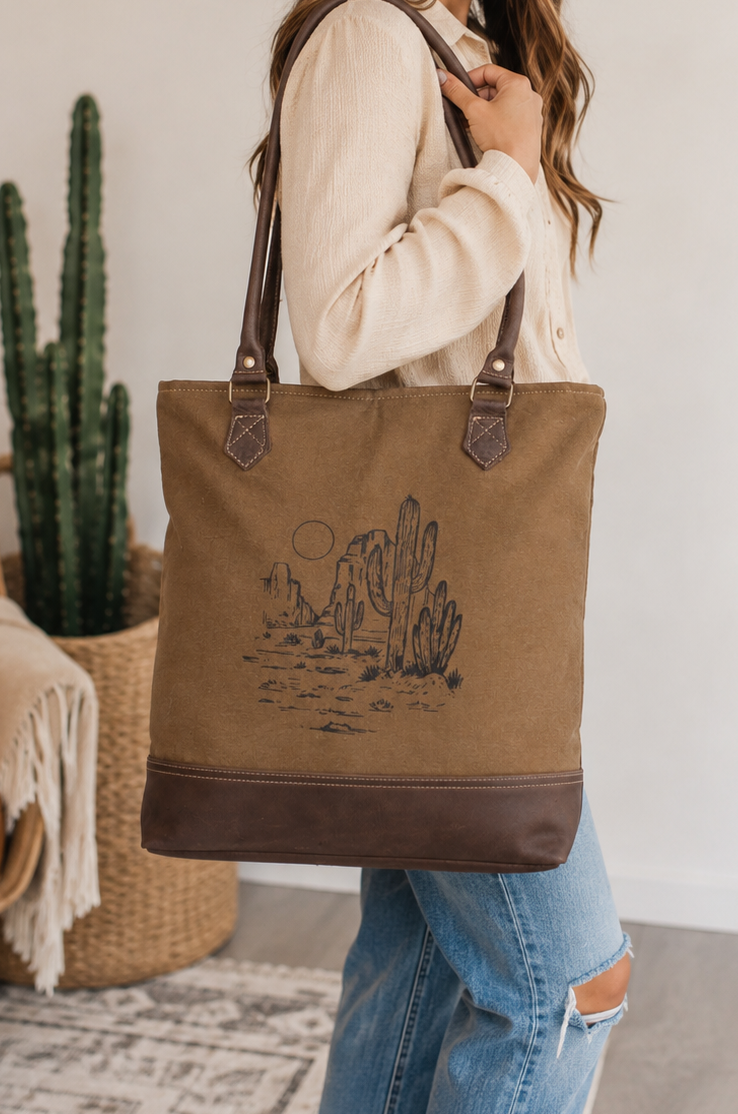 Desert Drifter Canvas & Leather Tote