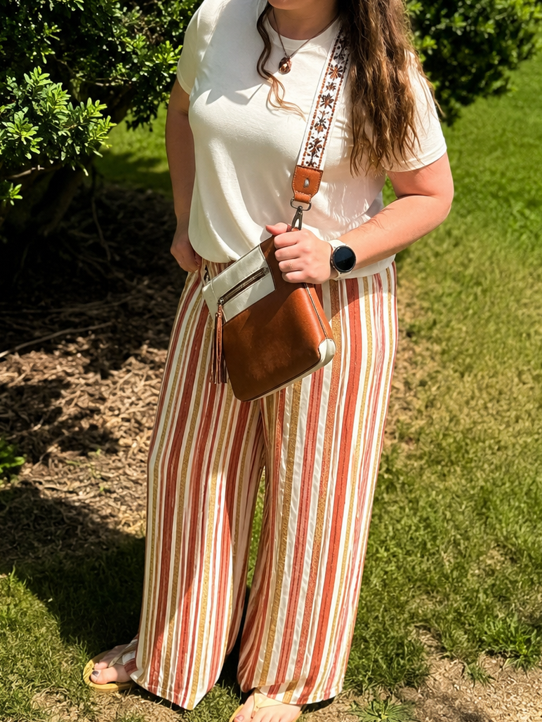 Patriotic Striped Flowy Wide-Leg Pants