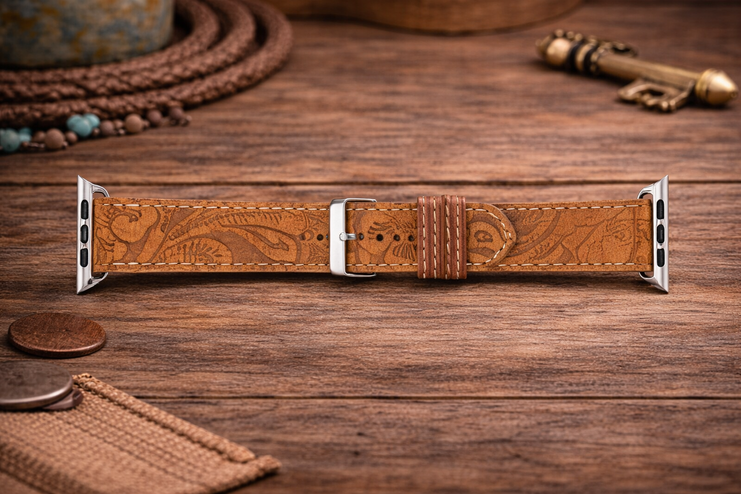 Saddleback Trail Tooled Leather Watch Band