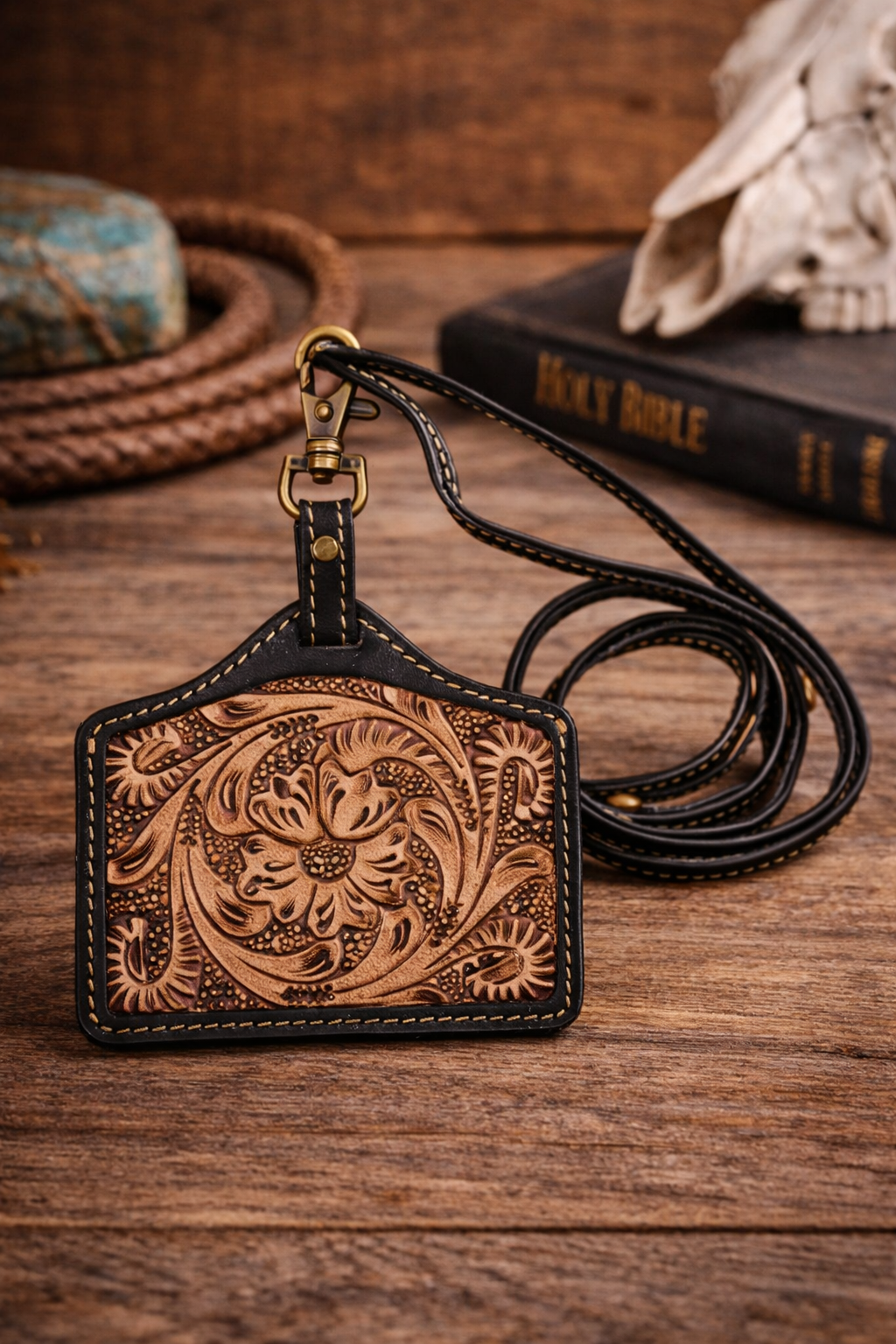 Hand-Tooled Leather ID Holder