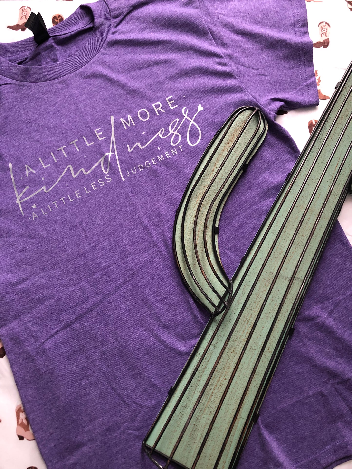 A Little More Kindness Tee – Light Purple with Silver Lettering