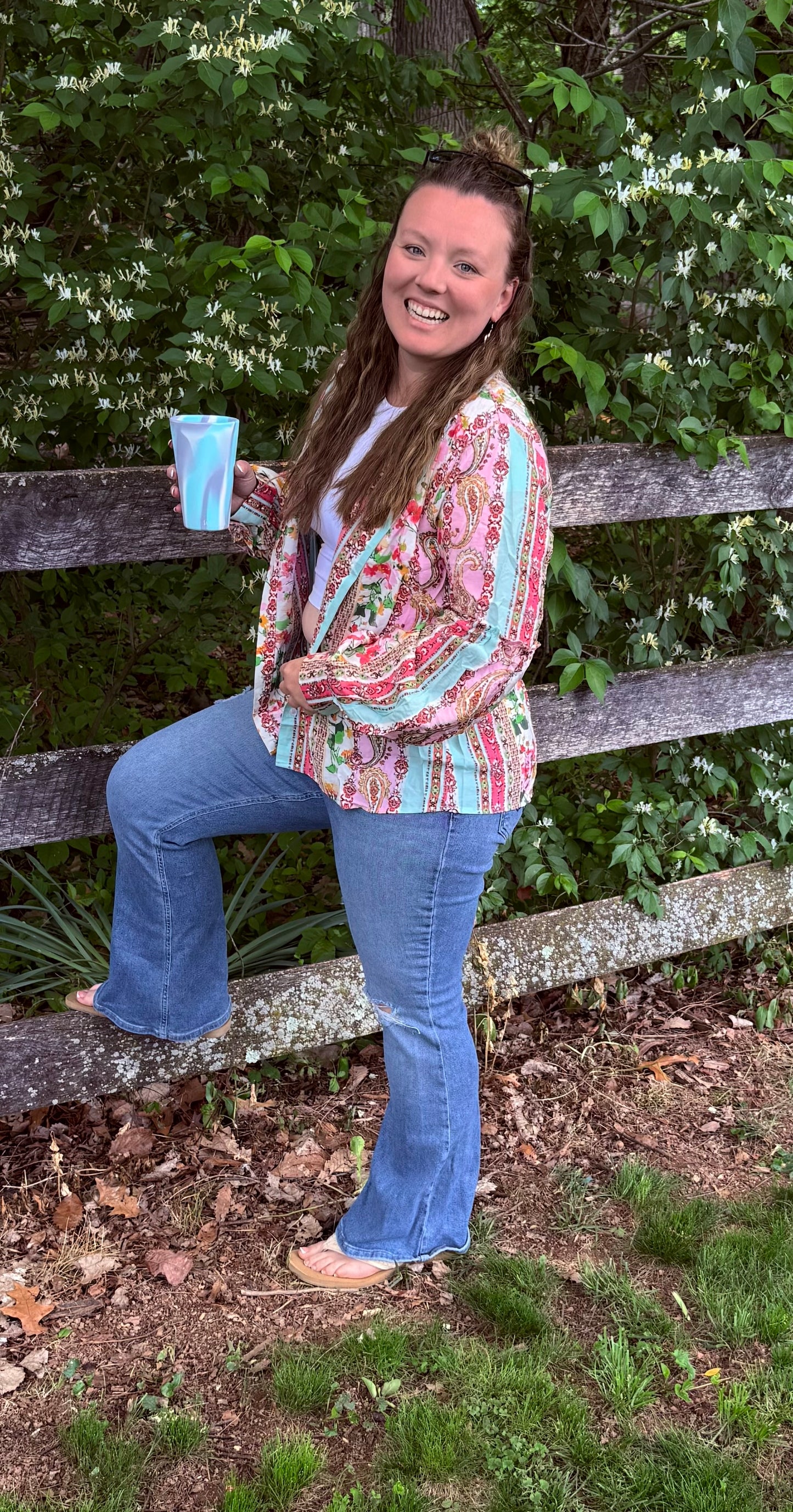 Boho Paisley Ruffle Long Sleeve Blouse