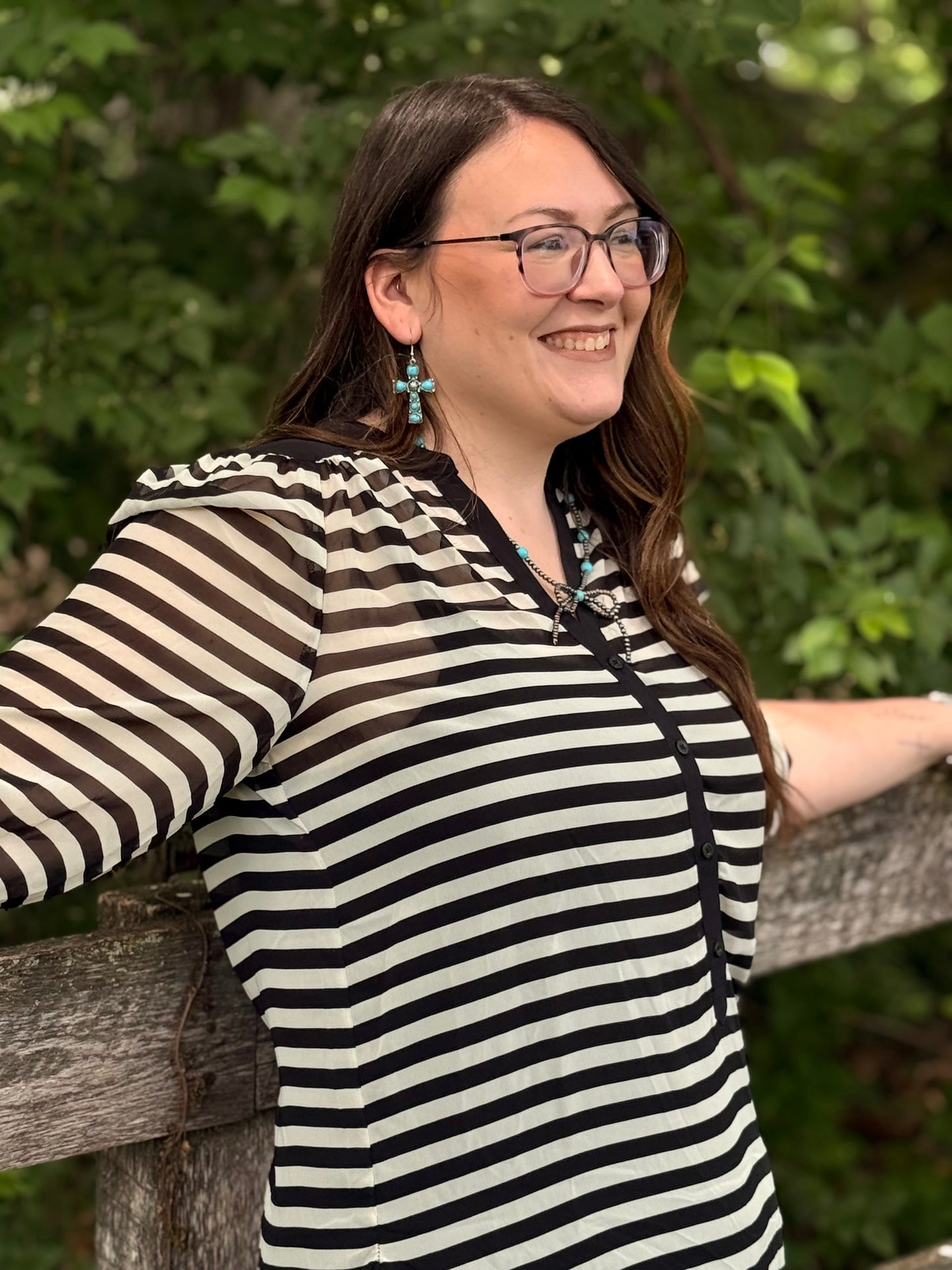 Classic Contrast Striped Blouse