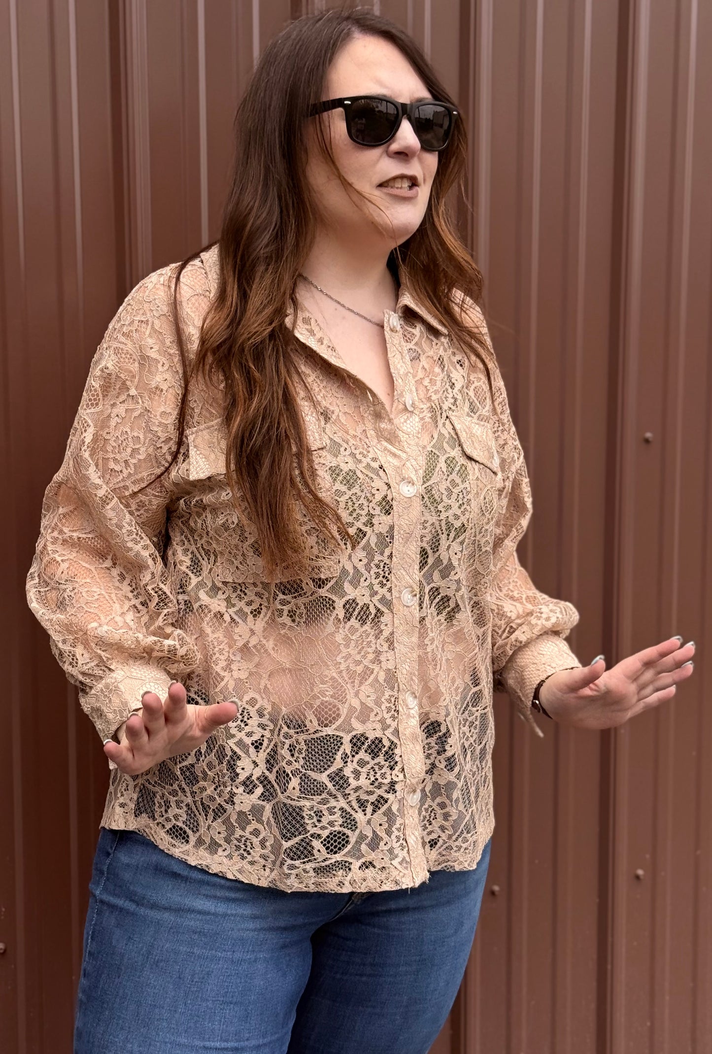 Dust & Grace Lace Button Up