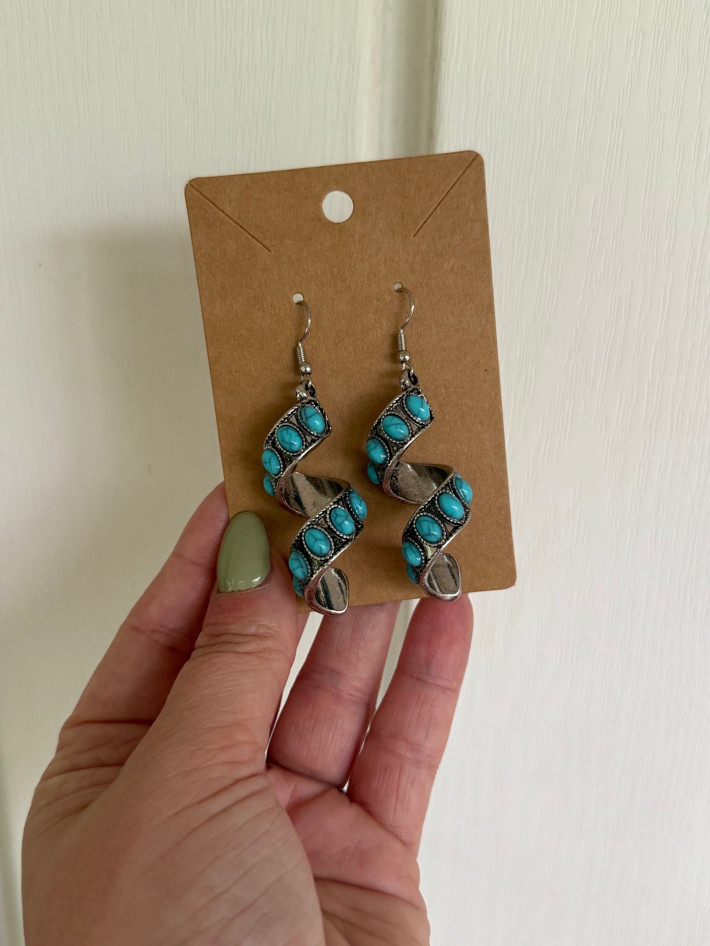 Turquoise Spiral Drop Earrings