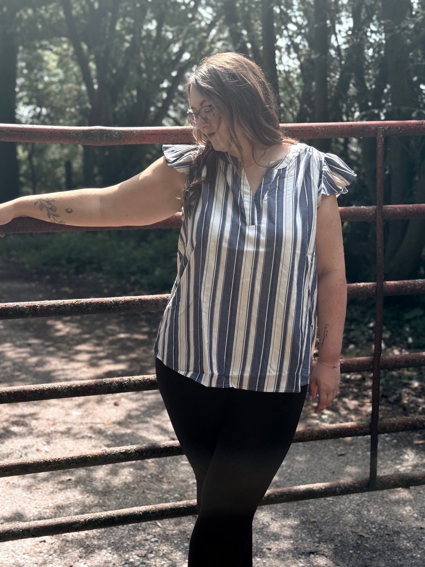Homestead Stripe Ruffle Top