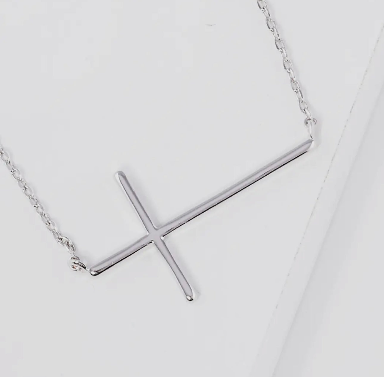 Faith over Fear Side Cross Necklace