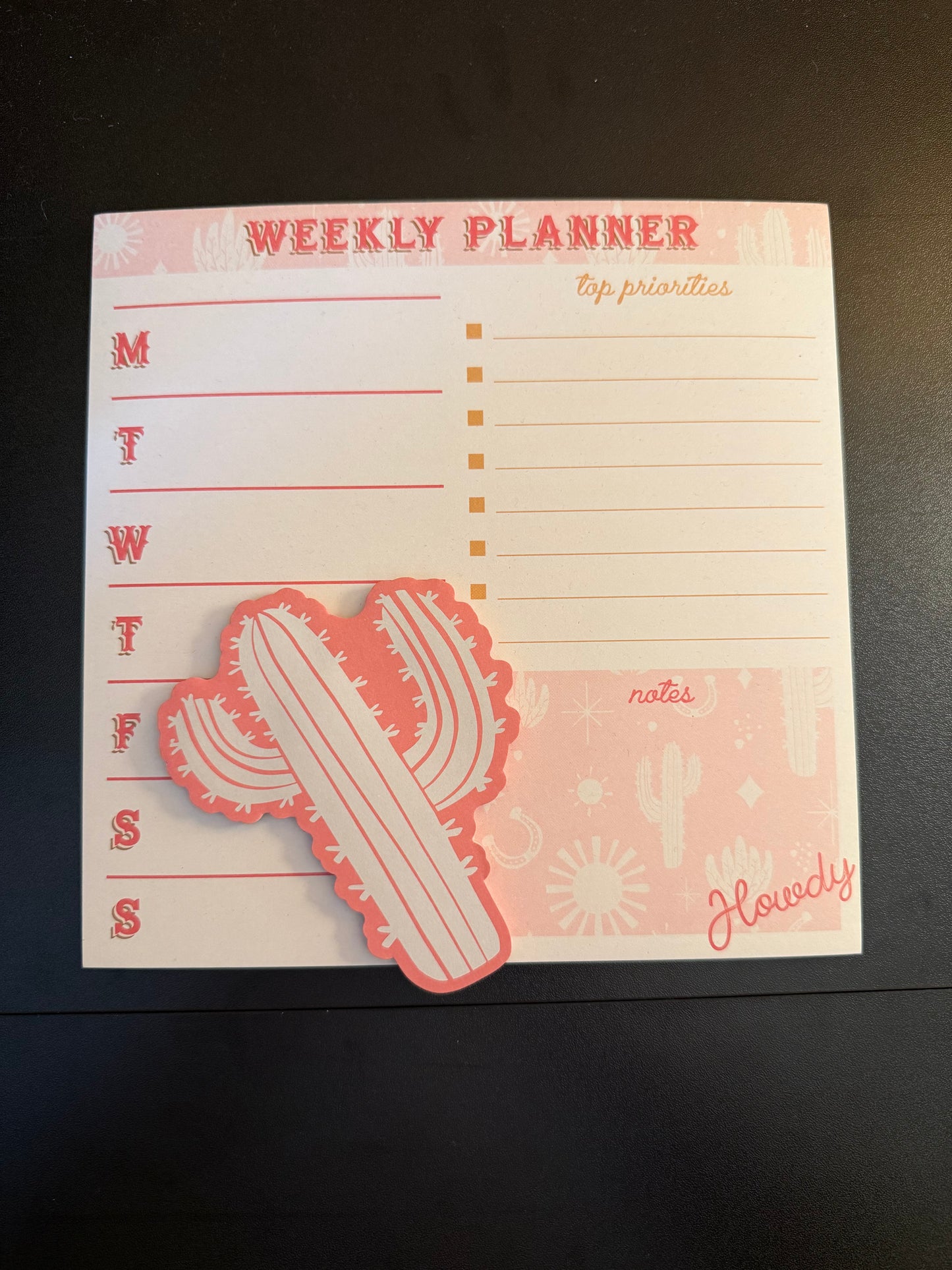 Western Weekly Planner Pad with Cactus Sticky Notes