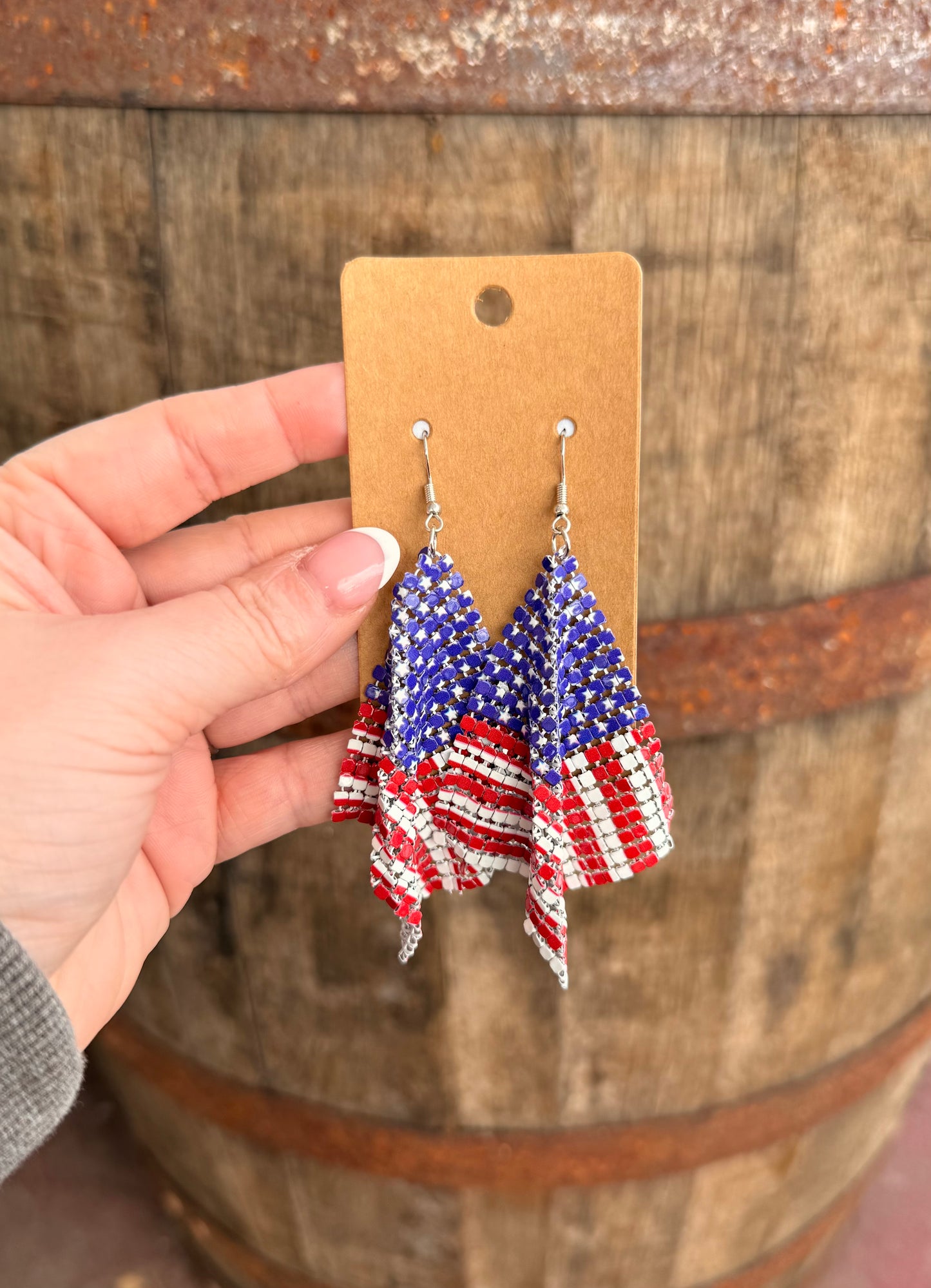 American Flag Rhinestone Earrings