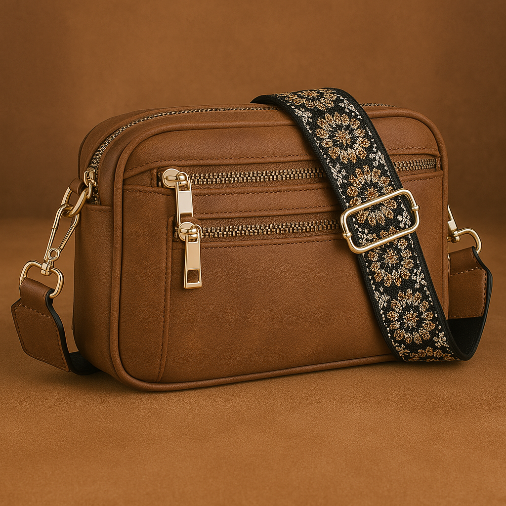 Multi Functional Zipper Crossbody Bag – White or Brown
