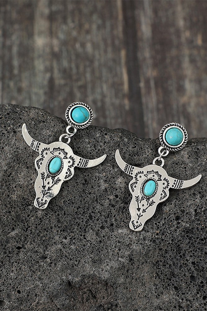 Turquoise Longhorn Dangle Earrings