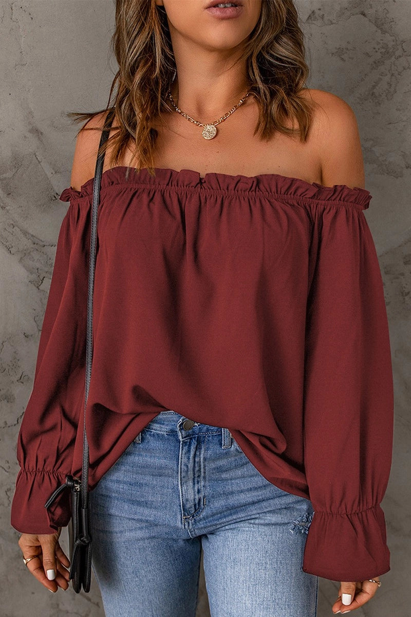 Off-the-Shoulder Ruffle Blouse – Effortless Western Chic