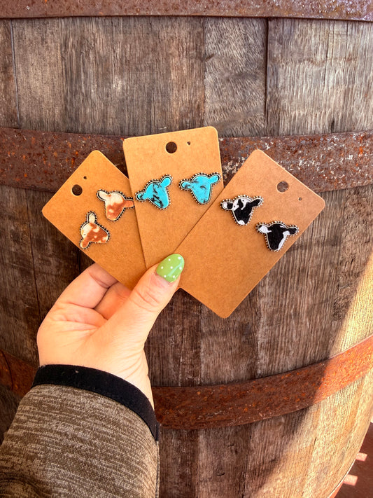 Western Steer Head Stud Earrings