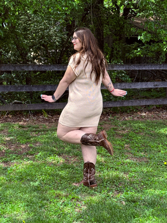 Sleeveless Knit Mock Neck Dress