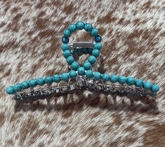 Western Turquoise Beaded Hair Clip