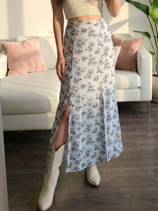 Floral Side Slit Maxi Skirt