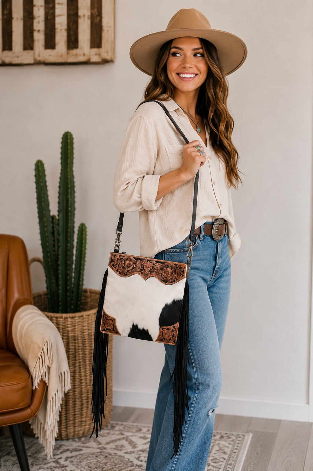 Sundown Saddle Cowhide Crossbody