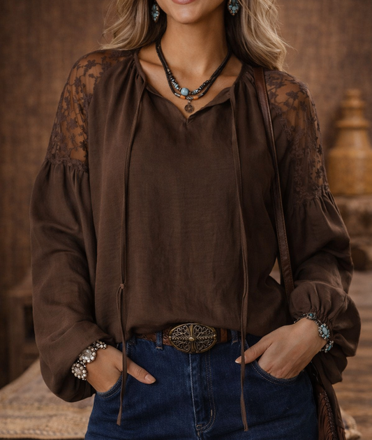 Western Lace Sleeve Blouse