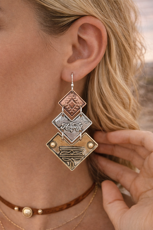 Howdy Western Statement Dangle Earrings