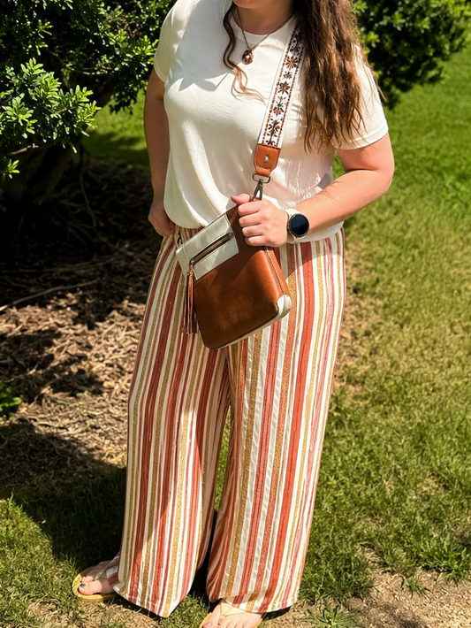 Patriotic Striped Flowy Wide-Leg Pants