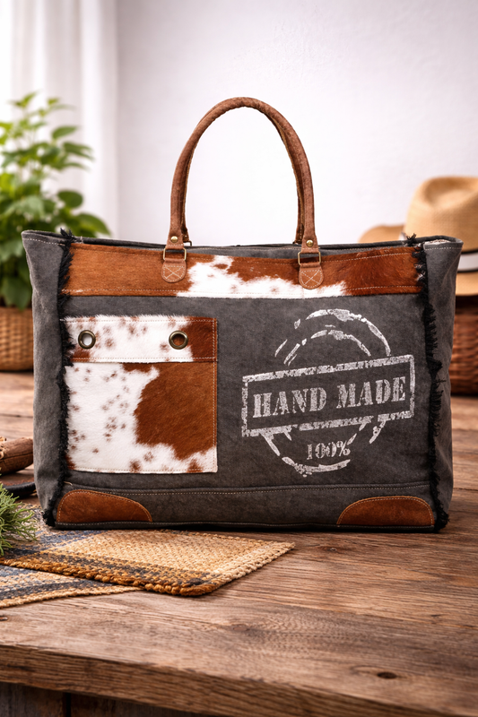 Handmade Cowhide Weekender Bag