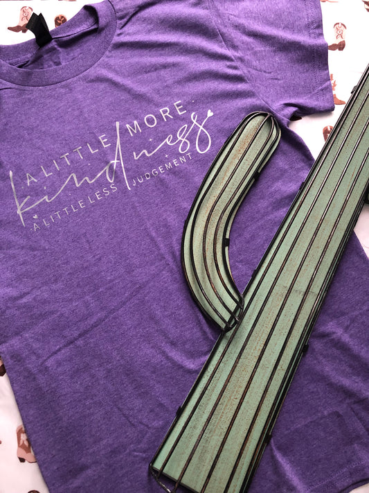 A Little More Kindness Tee – Light Purple with Silver Lettering