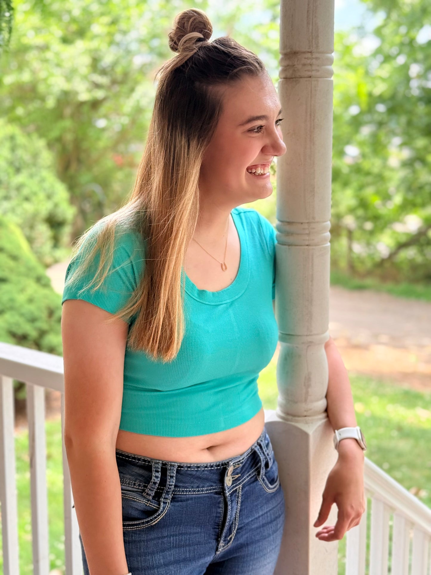 Turquoise Trails Crop Tee