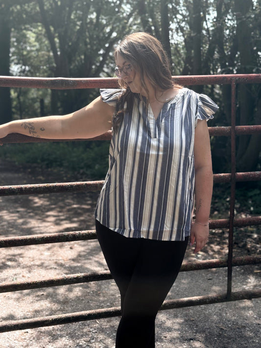Homestead Stripe Ruffle Top