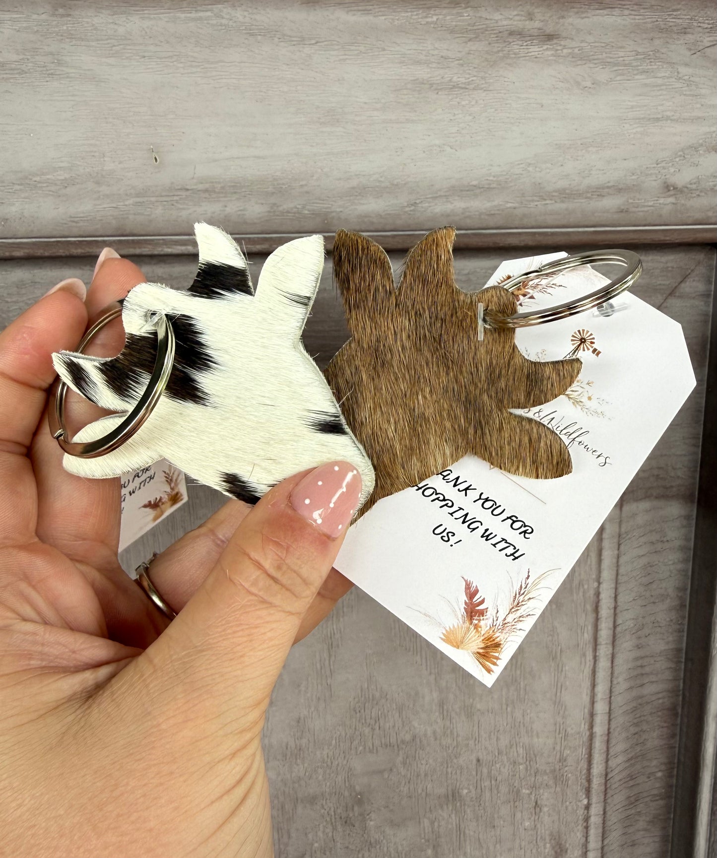 Cowhide Cattle Keychain