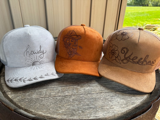 Hand-Burned Western Snapback Hat