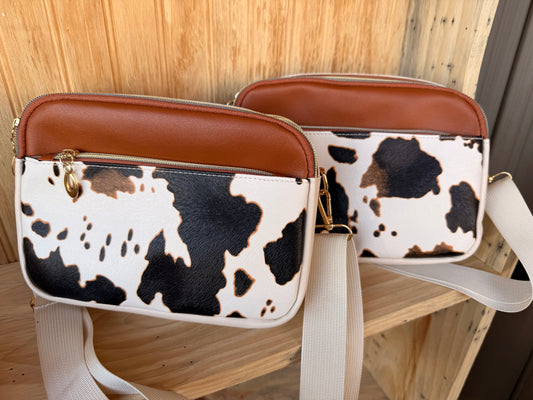 Backroad Belle Cow Print Crossbody