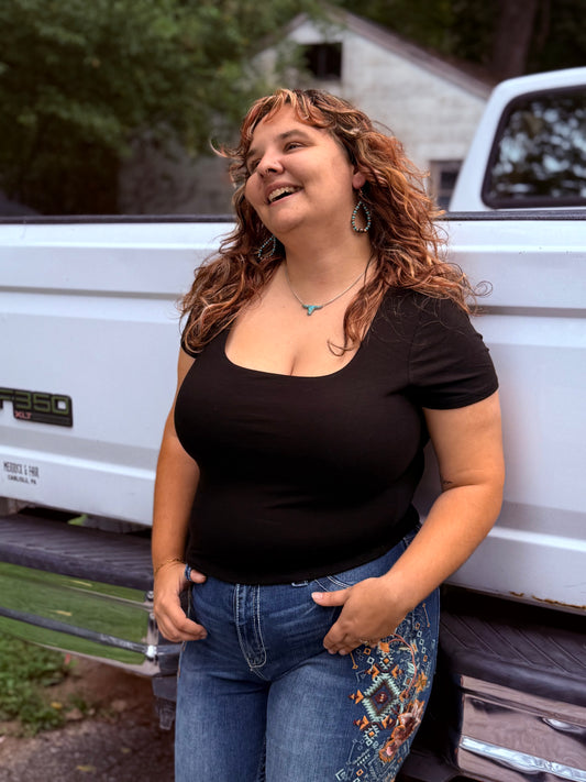 Backroad Basics Square Neck Top