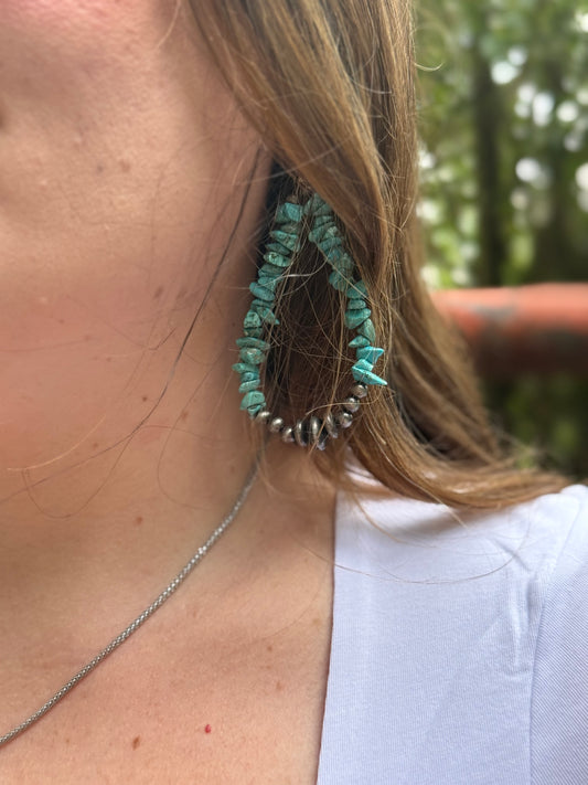 Turquoise Trail Stone Tear Drop Earrings