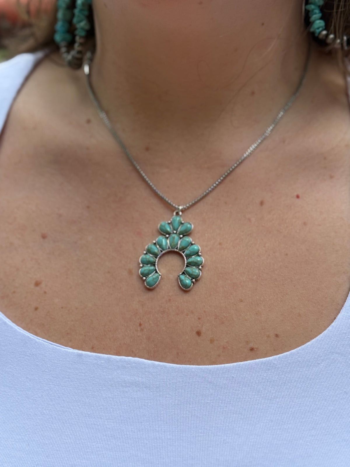 Desert Bloom Turquoise Squash Blossom Necklace