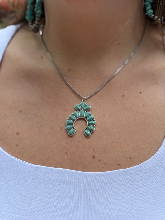 Desert Bloom Turquoise Squash Blossom Necklace