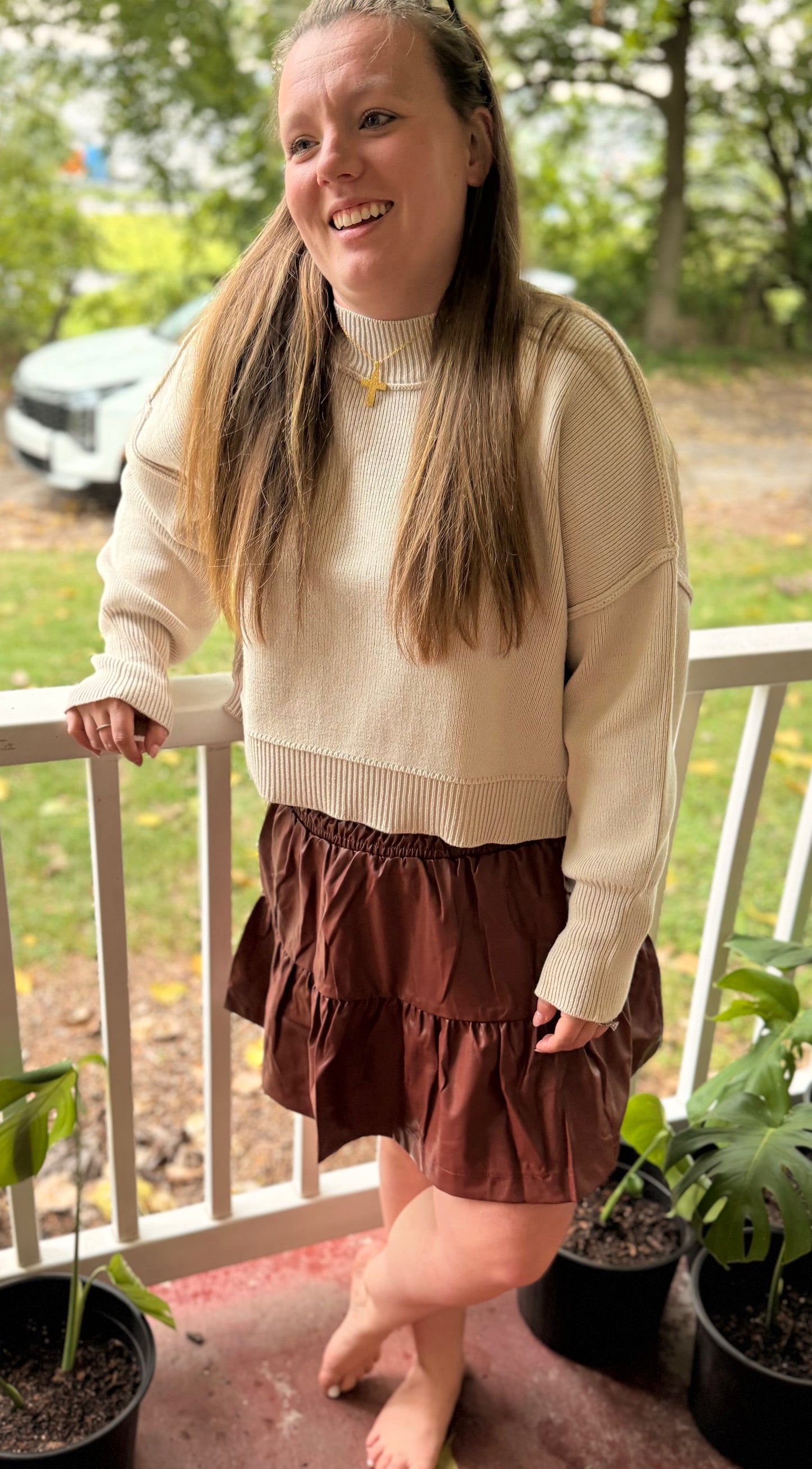 Whiskey Nights Faux Leather Ruffle Skirt
