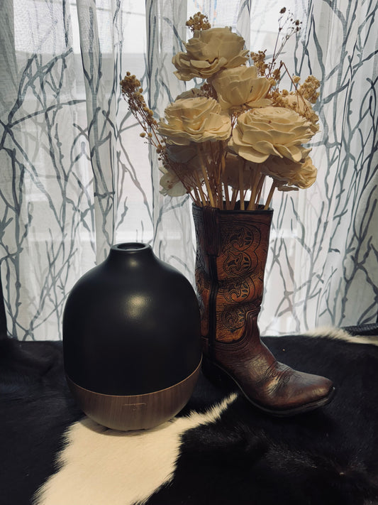 Matte Black & Wood Grain Essential Oil Diffuser