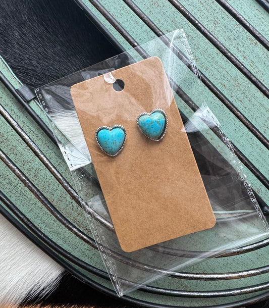 Turquoise Heart Stud Earrings