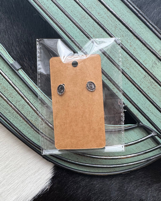 Silver Concho Stud Earrings