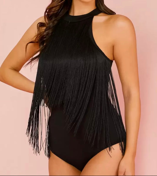 Midnight Fringe Bodysuit