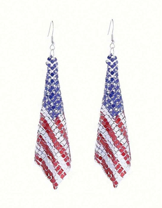 American Flag Rhinestone Earrings