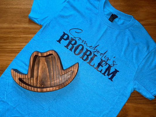 Somebody’s Problem Tee – Blue with Navy Lettering