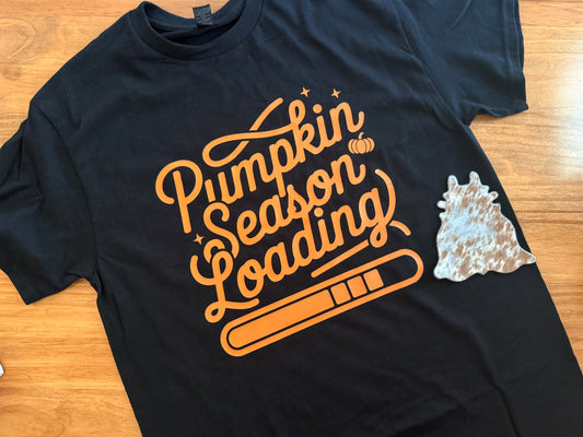 Pumpkin Season Loading Tee – Black with Orange Design