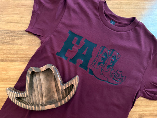 Fall Western Tee – Maroon with Black Lettering
