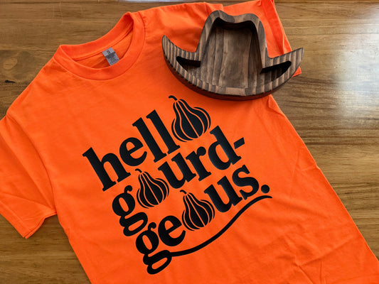 “Hello Gourdgeous” Tee – Bright Pumpkin Orange