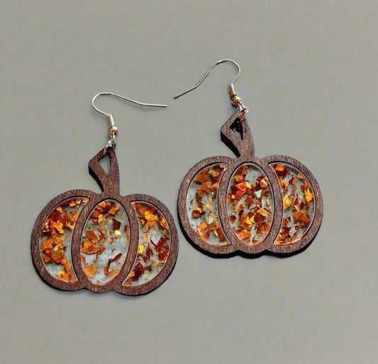 Fall Pumpkin Glitter Earrings