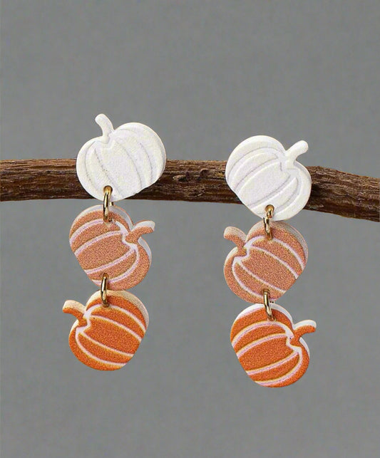 Triple Pumpkin Dangle Earrings