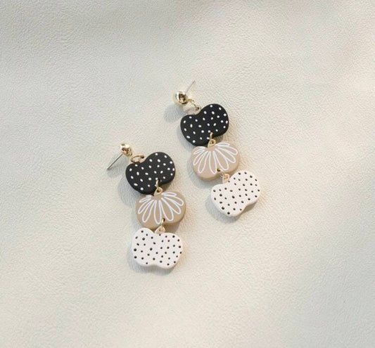 Boho Black & White Dangle Earrings