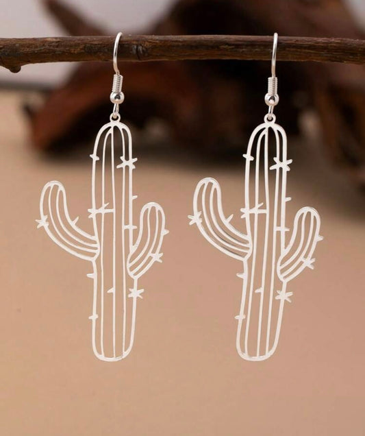 Western Cactus Dangle Earrings